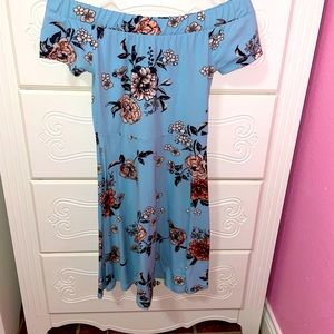 Sky blue with flowers dress